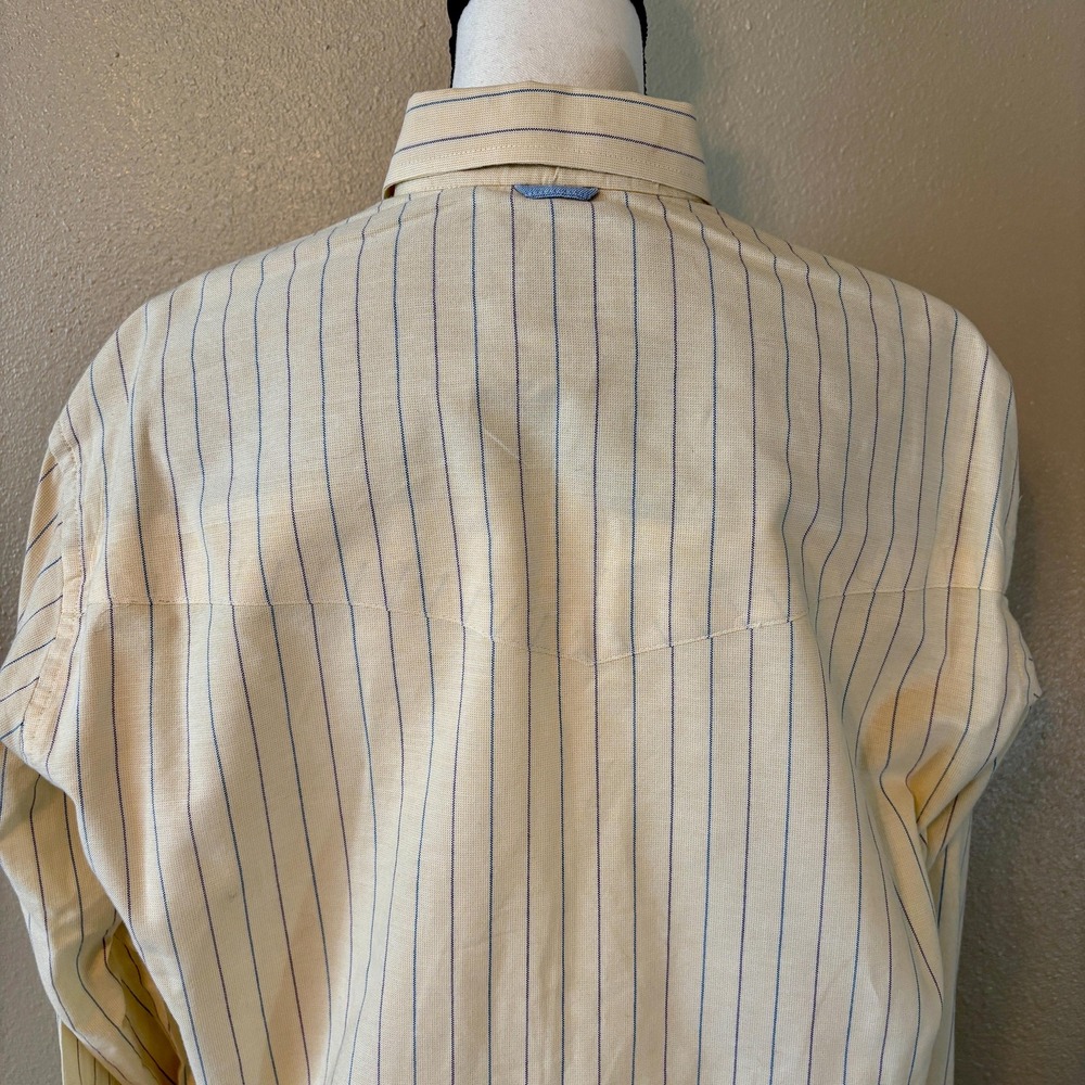Light Yellow Long Sleeve Button Down Thin Striped… - image 7